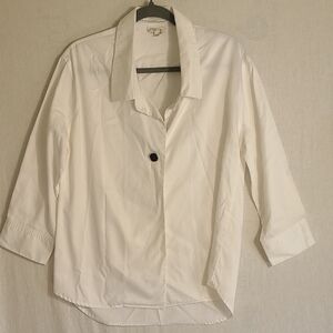 Tyler Boe Crisp White 3/4 Sleeve Oversized Shirt Button Detail Size Small